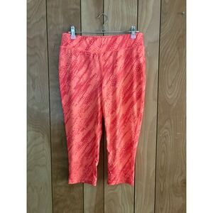 Hind Womens Capri Leggings Medium Orange Pink Abstract Print Athletic Crop Pants